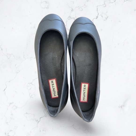 Hunter Womens Tour Black Rubber Ballet Flats US 5.5 - Picture 3 of 10